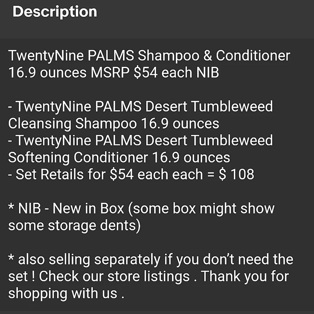 Desert Tumbleweed Shampoo & Conditioner Set By Twentynine Palms